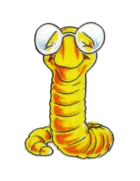 Cute Yellow Worm Wearing Spectacles Tattoo Design