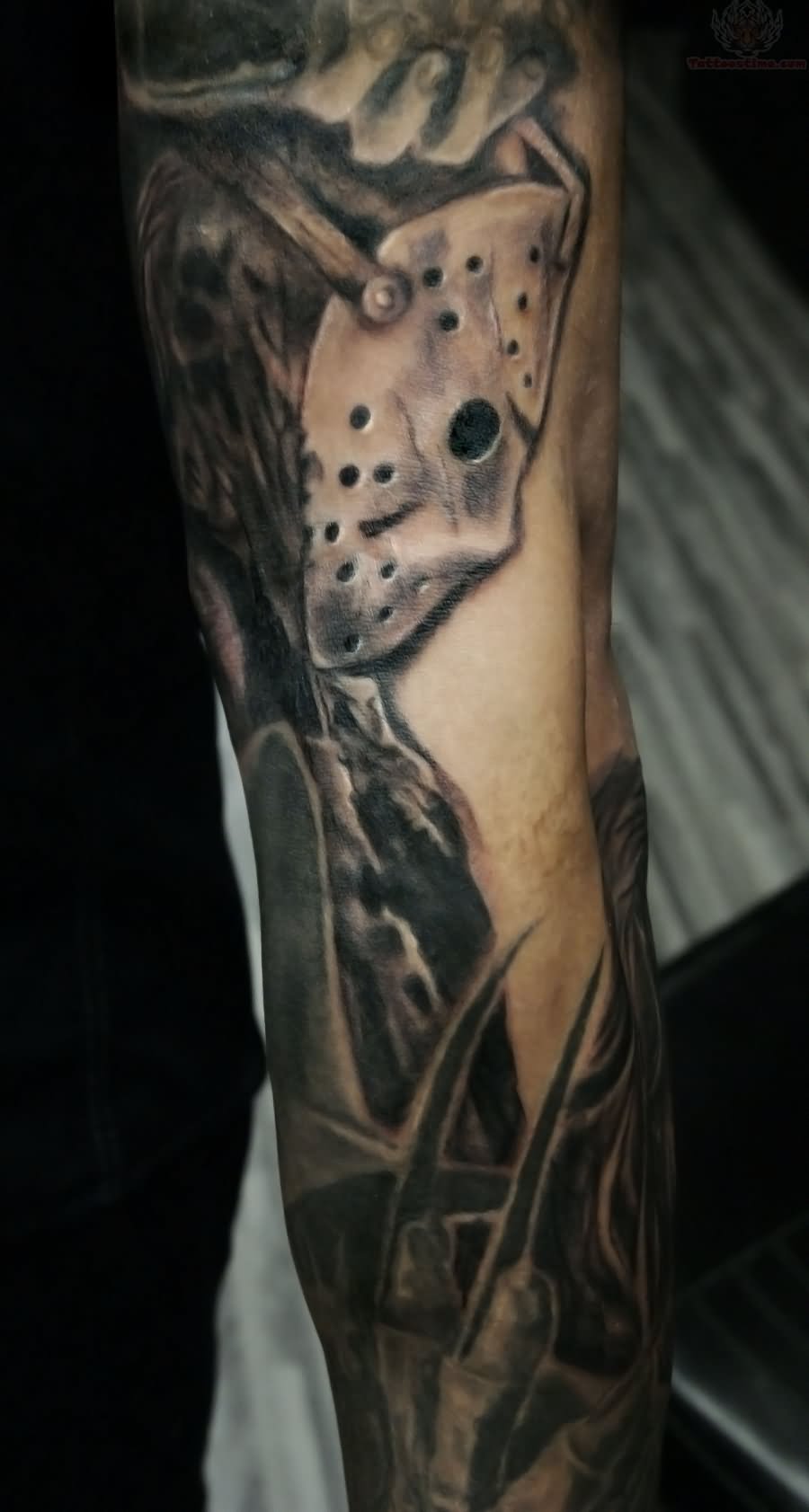 Dark Ink Jason Tattoo On Sleeve