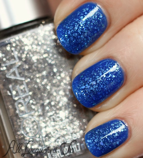 Deep Blue Glitter Nail Art Design Idea