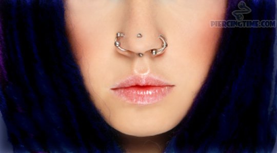 Double Nostrils And Rhino Piercing Idea For Girls