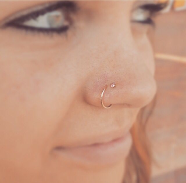 Double Right Nostril Piercing Idea For Girls