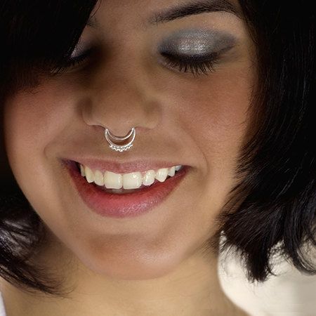 Double Septum Piercing With Silver Rings