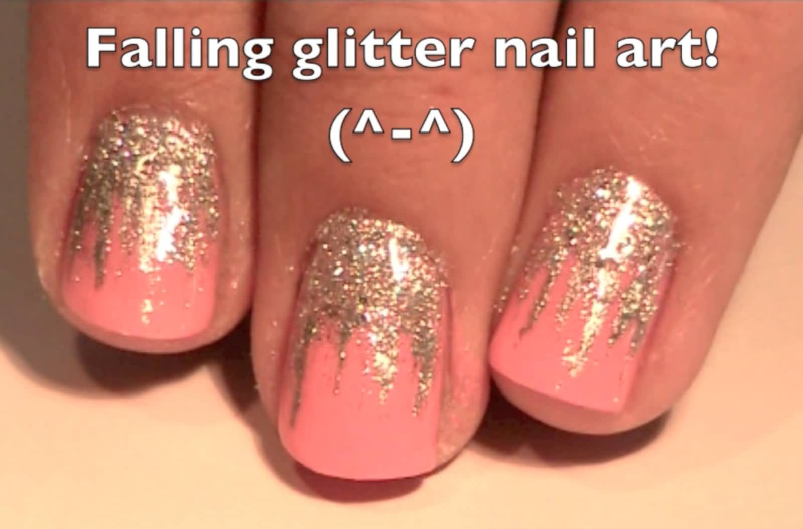 Falling Glitter Nail Art Design idea