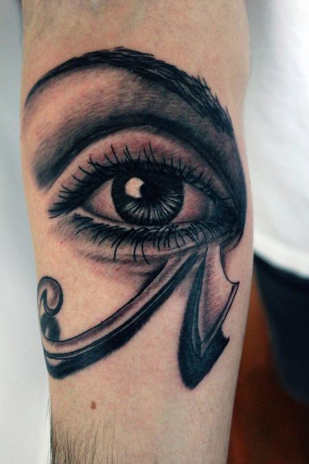 Fantastic 3D Grey Ink Horus Eye Tattoo