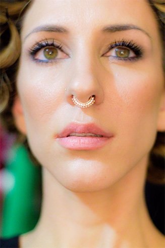 Girl Have Septum Piercing With Unique Jewelry
