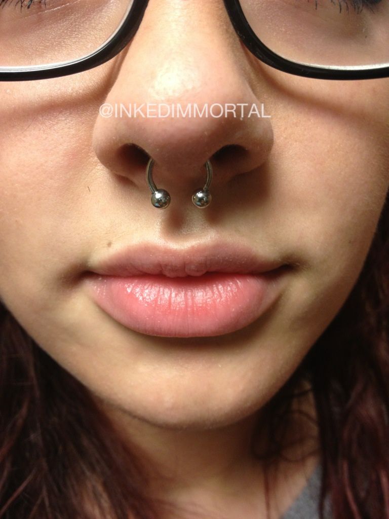 Girl With Septum Piercing Closeup Image