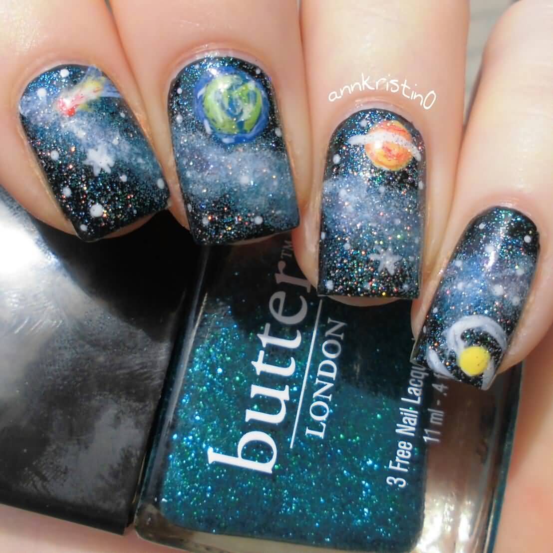 Glitter Galaxy Nail Design By Annkristin0