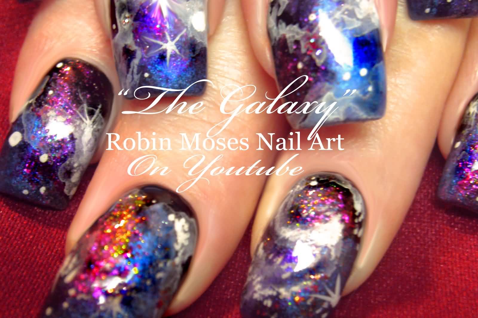 Glitter Gel Galaxy Nail Art Design Idea