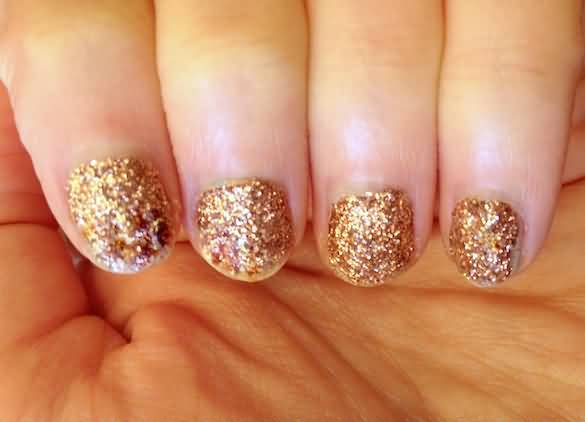 Gold Glitter Glitter Nail Art For Short Nails