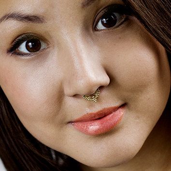 Gold Ring Septum Piercing Picture
