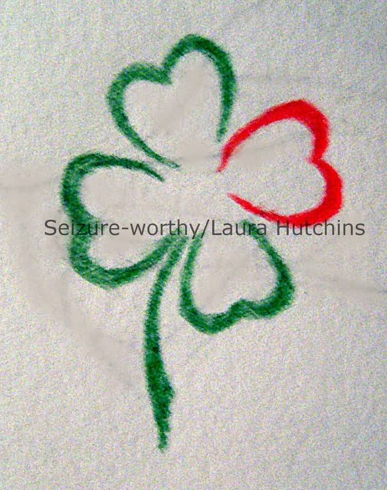 Green And Red Four Leaf Shamrock Outline Tattoo Design By Seizure Worthy