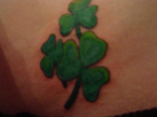 Green Color Shamrock Leaves Tattoo