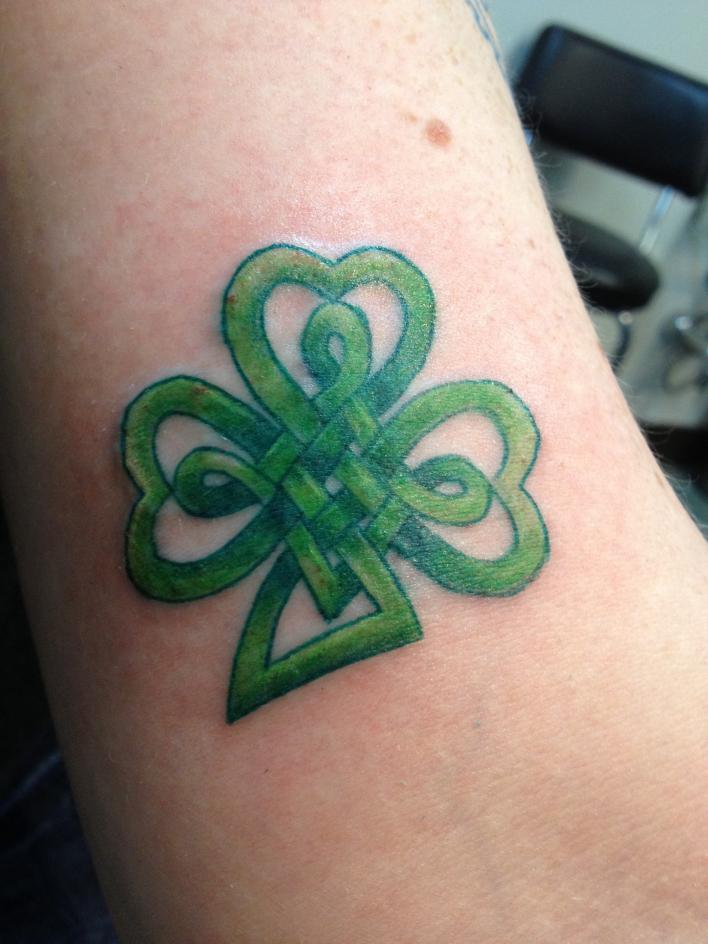 Green Ink Celtic Shamrock Tattoo