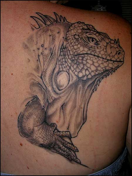 Grey And Black Reptile Tattoo