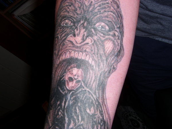 Grey Ink Freddy Vs Jason Tattoo