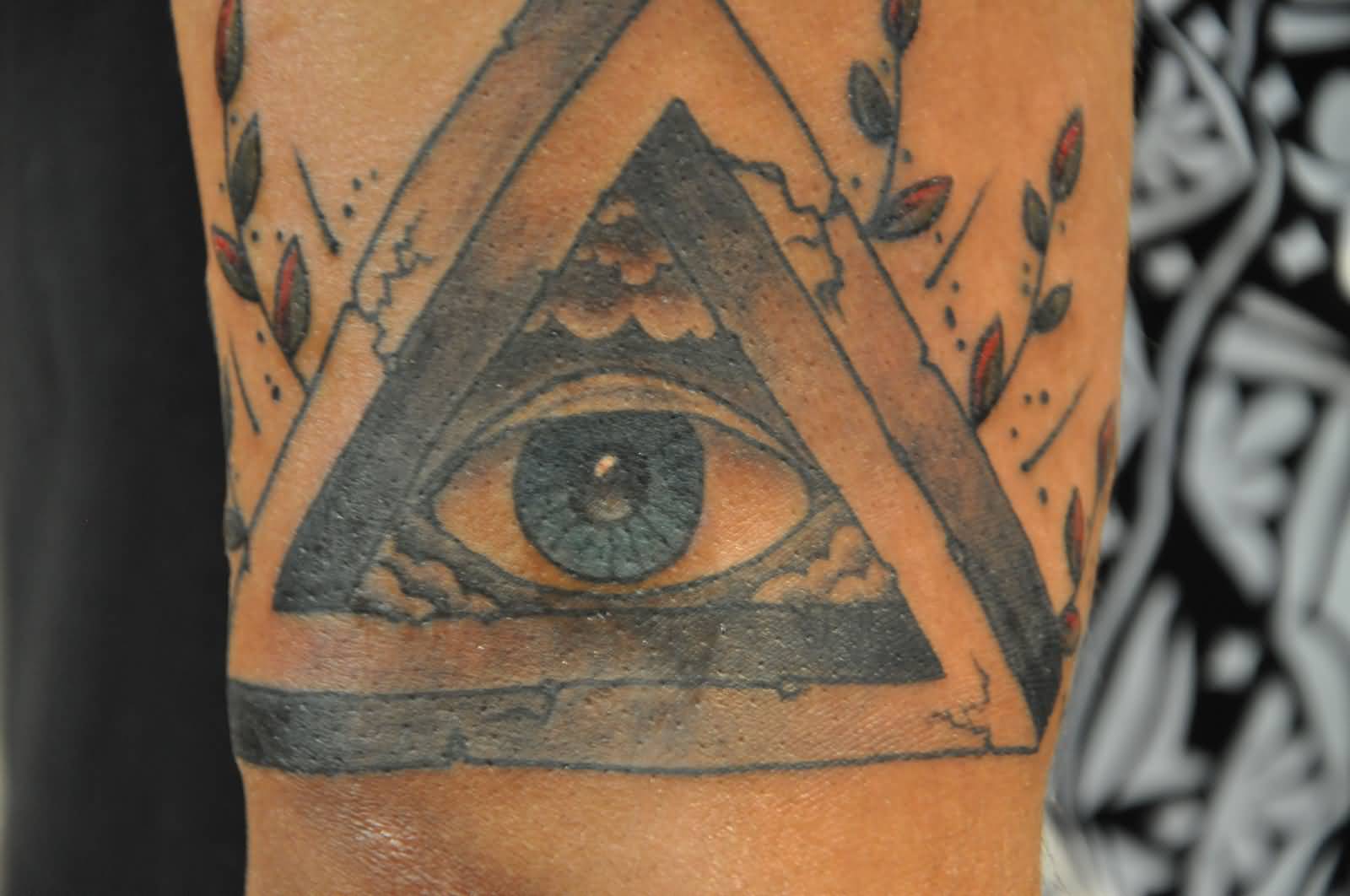 Grey Ink Triangle Eye Tattoo