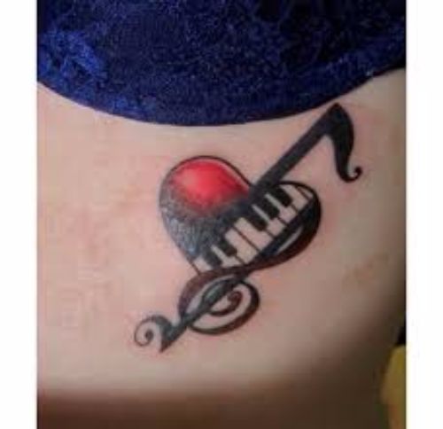 Heart Piano Keys With Music Note Tattoo