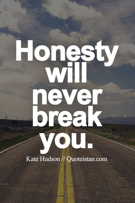 Honesty will never break you  - Kate Hudson