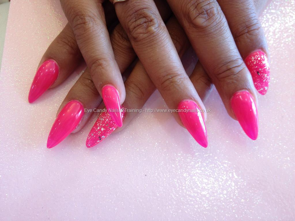 Hot Pink Gel Stiletto Nail Art