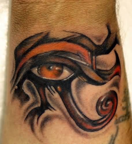 Impressive 3D Color Ink Horus Eye Tattoo