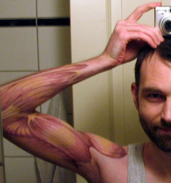 Impressive Muscles Full Sleeve Tattoo For Men