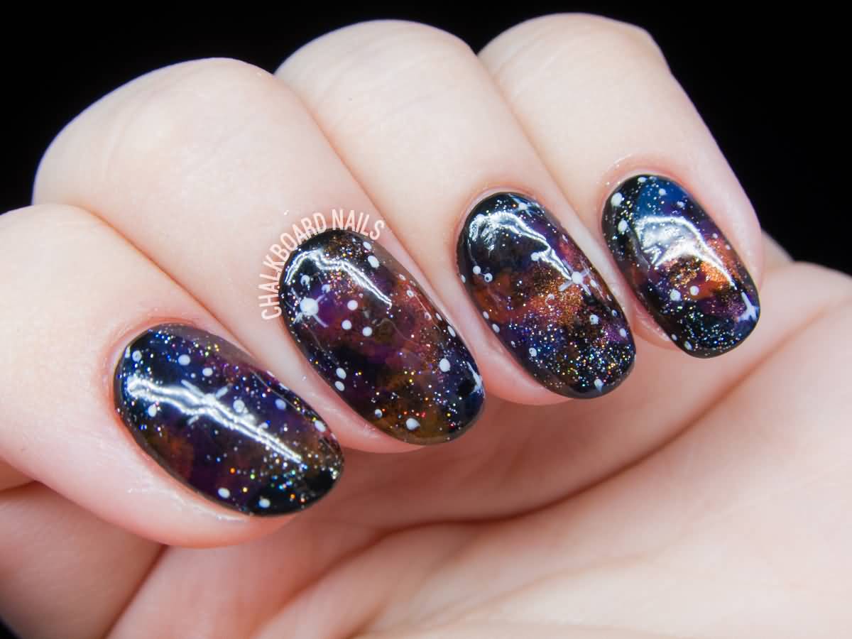 Jewel Toned Galaxy Nail Art