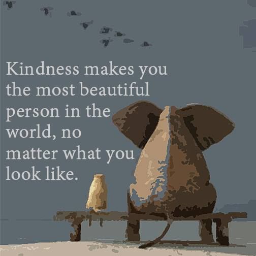 Kindness makes you the most beautiful person in the world no matter what you look like
