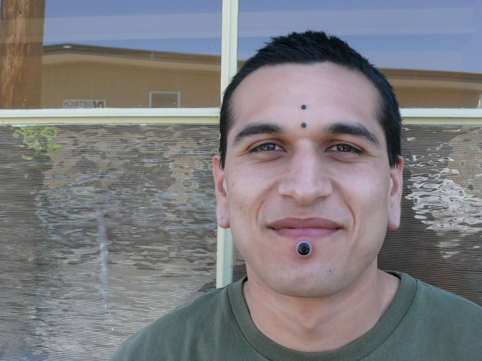 Labret And Third Eye Piercing For Men