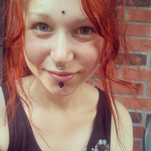 Labret, Septum And Third Eye Piercing With Microdermal