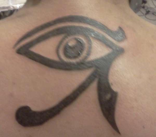 Large Horus Eye Tattoo On Back Neck