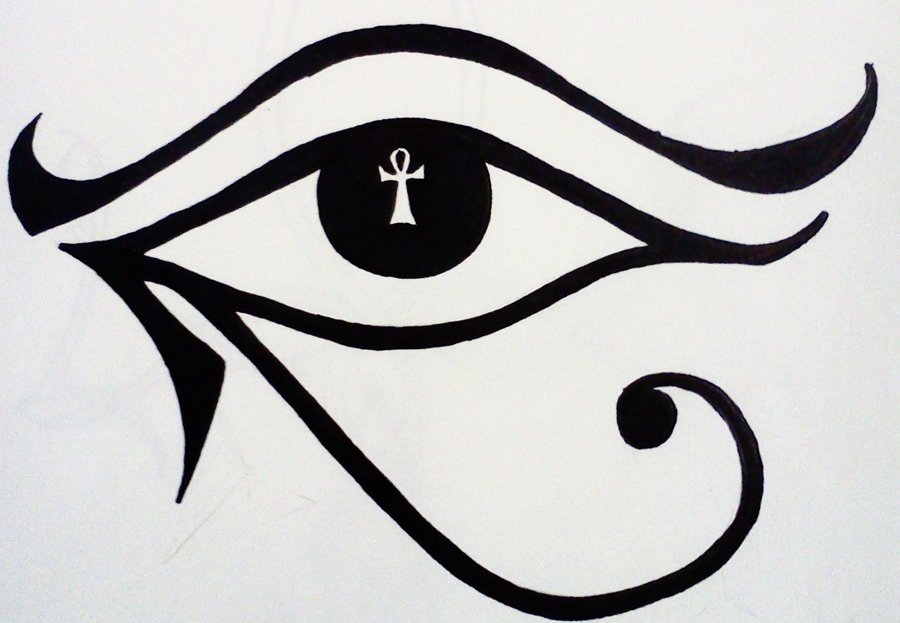 Lovely Ankh In Horus Eye Tattoo Stencil By LadyDracoViolet