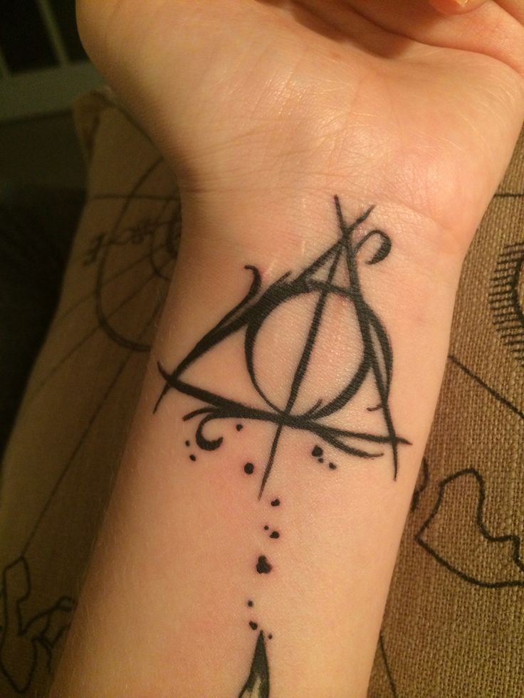 Lovely Black Hallows Tattoo On Wrist