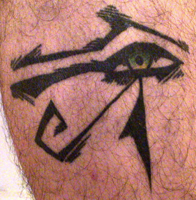 Lovely Black Ink Horus Eye Tattoo