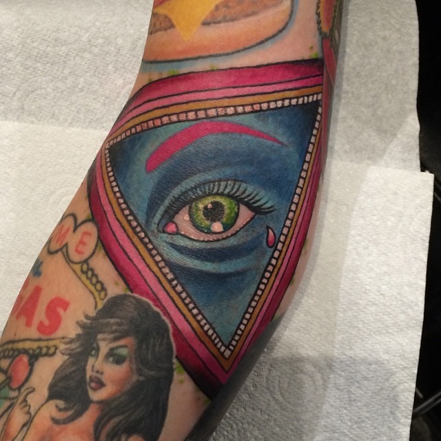 Lovely Colorful Triangle Eye Tattoo