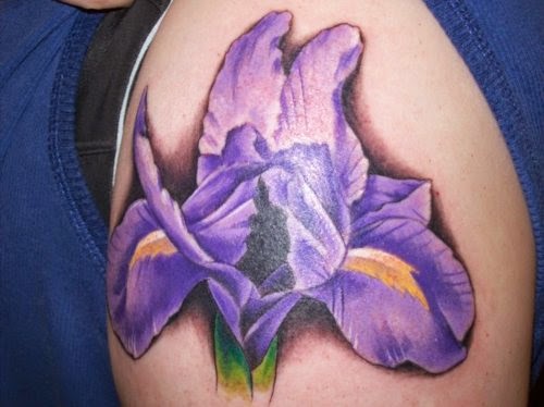 Lovely Large Purple Iris Flower Tattoo