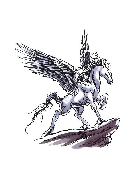 Lovely Pegasus On Cliff Tattoo Design