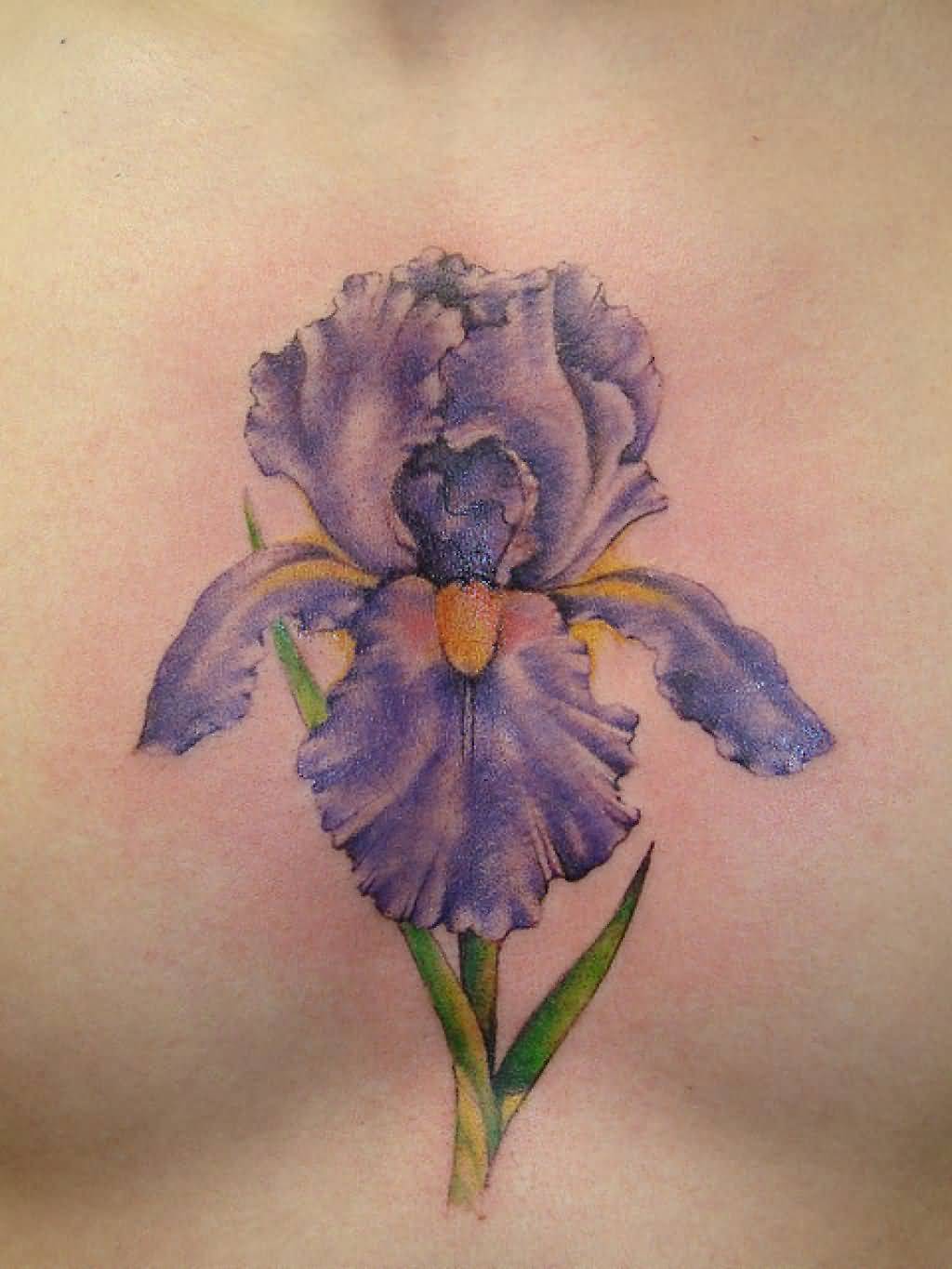 Lovely Purple Iris Flower Tattoo