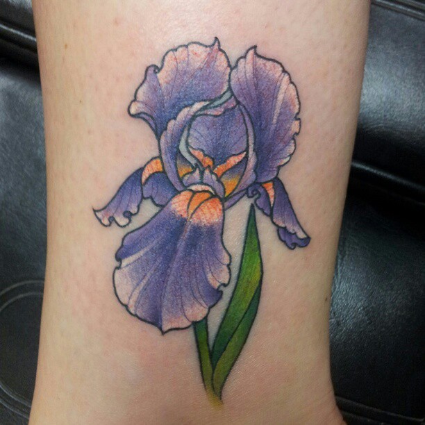 Lovely Traditional Iris Tattoo