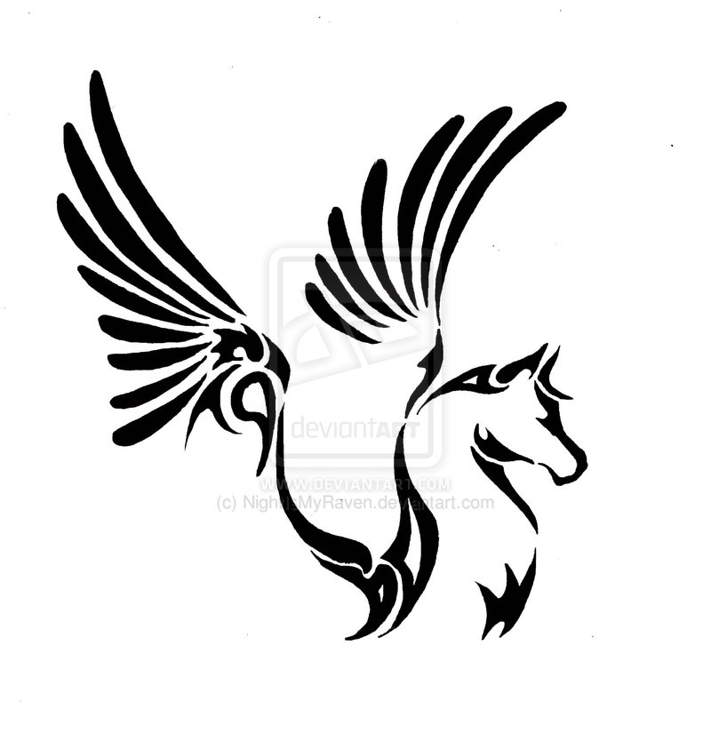 Lovely Tribal Pegasus Tattoo Design