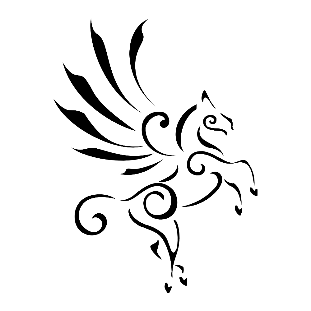 Lovely Tribal Pegasus Tattoo Stencil