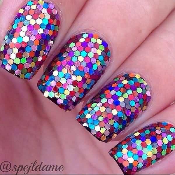 Multicolored Glitter Nail Art Design