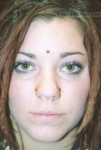 Multiple Nose And Third Eye Piercing For Girls
