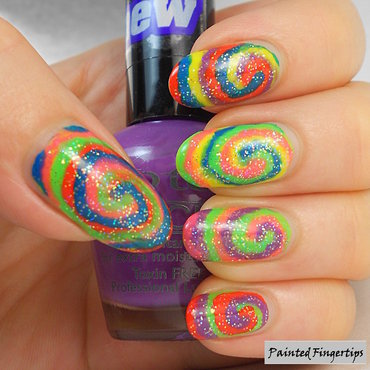 Neon Spiral Nail Art Design Idea For Trendy Girls