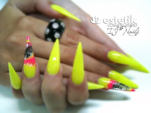 Neon Stiletto Nail Art Design Idea