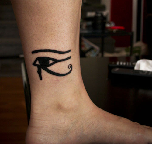 Nice Black Horus Eye Tattoo On Ankle