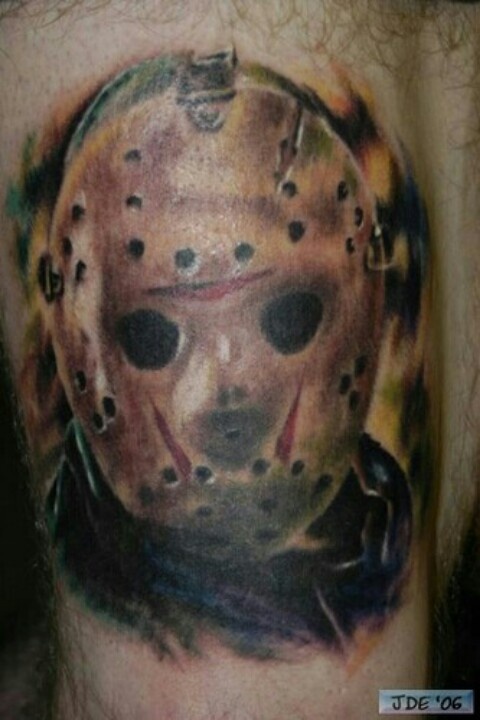Nice Colored Jason Head Tattoo