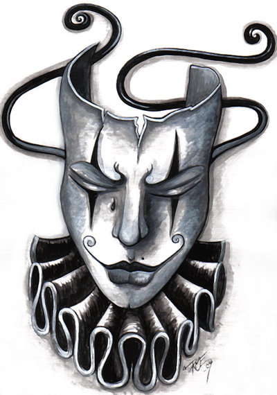 Nice Crying Jester Court Tattoo Design By Gondica