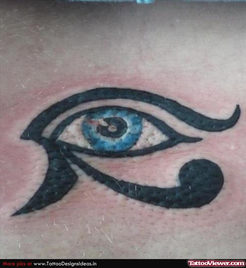 Nice Dark Black Horse Eye With Blue Eyeball Tattoo