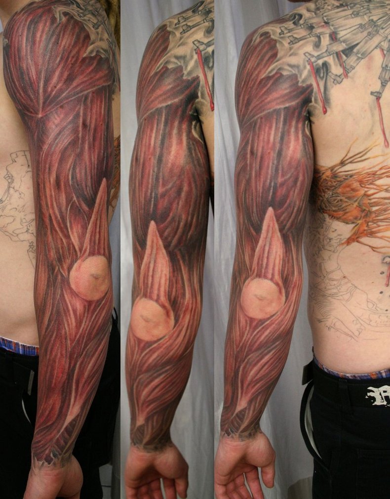 Nice Full Sleeve Muscles Tattoo