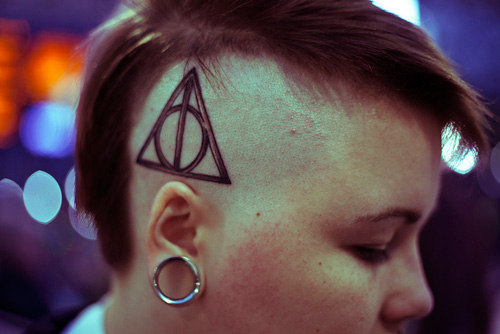Small Deathly Hallows Behind Ear Tattoo By Katie0792